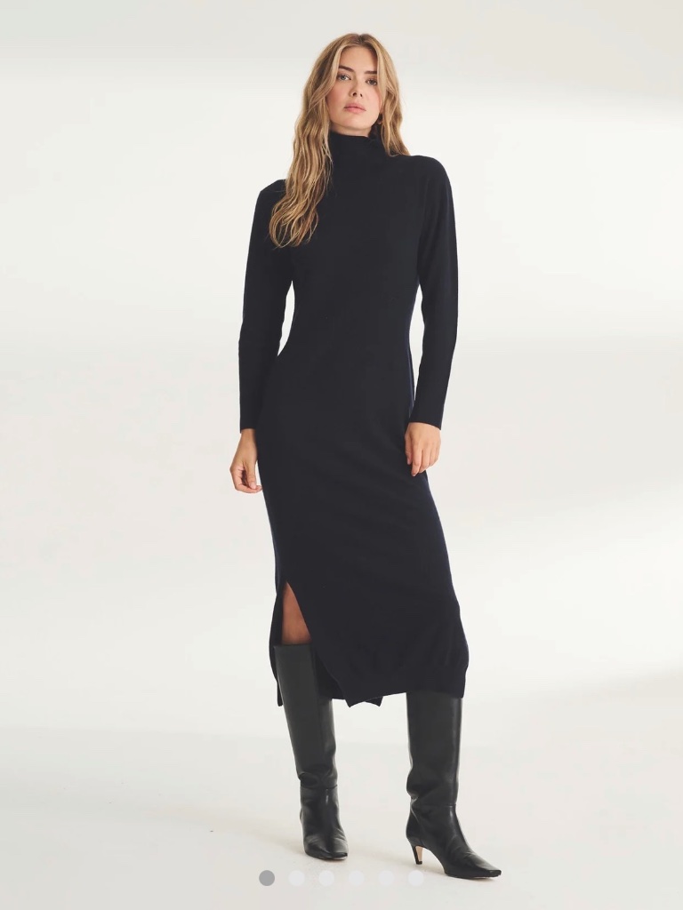 Naadam Signature Cashmere Turtleneck Dress With Slits - New With Tags - Size Xs
